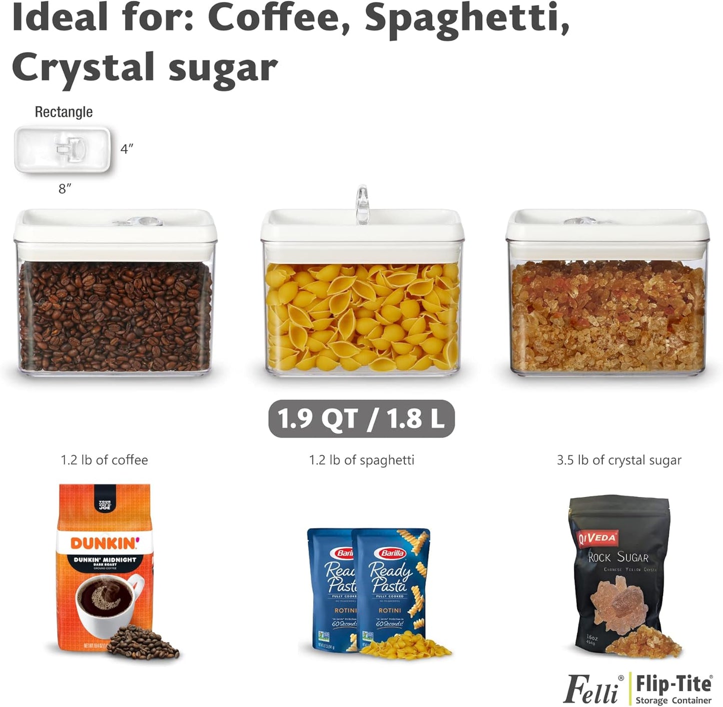 Felli Flip Tite Pet Food Container with Airtight Lids, BPA FREE Acrylic Canister with Paw Bone Fish Flip Top Handles for Cat Dog Kibble Treats Storage, Keep Fresh (Pet Collection Nest-L3pk)