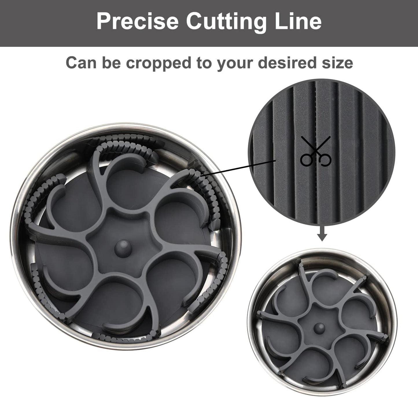 Anipaw Dog Slow Feeder Bowls Silicone Spiral Pet Food Feeder Insert to Slow Down Eating for Large Medium Small Breed Dogs Perfect with Stainless Steel Glass Ceramic Pet Bowls (Grey)
