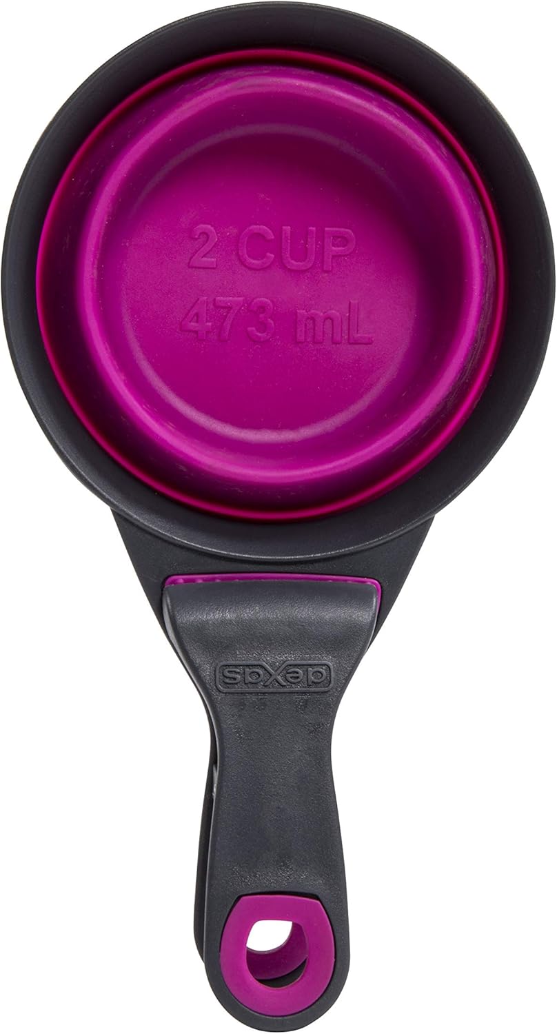 Dexas Pets Collapsible KlipScoop Collapsible Dry Dog Food Scoop and Dog Food Bag Clip, 1 Cup Capacity, Pro Blue