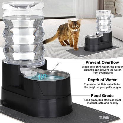 RIZZARI 8L Elevated Pet Water Dispenser – Stainless Steel Gravity Waterer with Auto-Refill Design for Medium and Large Dogs & Senior Pets -Comfortable Drinking Height for Living Rooms,Multi-Pet Homes