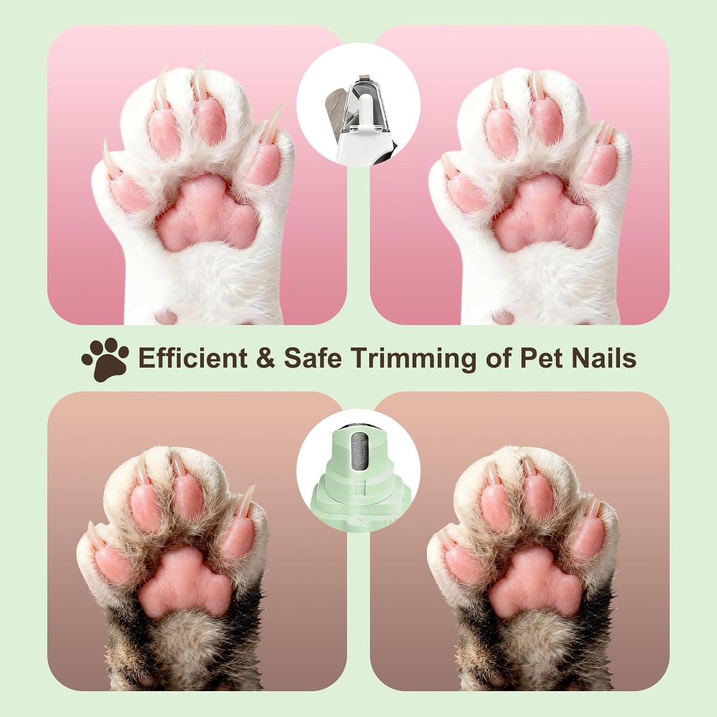 2-in-1 Dog Nail Grinder & Cat Nail Clippers Trimmers for Large Medium Small Dogs Cats Claw Trimmer Quick Sensor with 2 LED Lights Safety Guard USB Rechargeable Dogs Nail Trimmer (White)