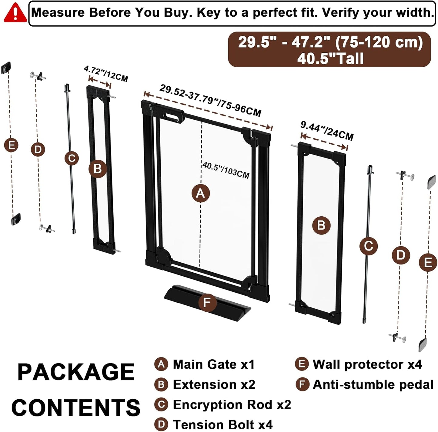 30.7" Tall Clear Acrylic Baby Gate 29.5"-47.2" Wide Pressure Mounted Clear Dog Gate Indoor - No Drill Auto Close, Walk Through Baby Gates for Stair & Doorways & Hallway