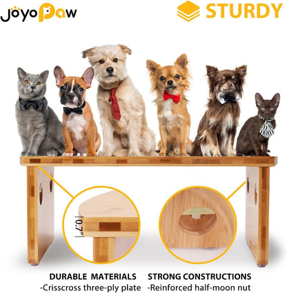 Elevated Dog Bowls, Bamboo Raised Dog Bowl for Medium Dogs, with 2 Stainless Steel Bowls (7'' Tall-40 oz Bowl)