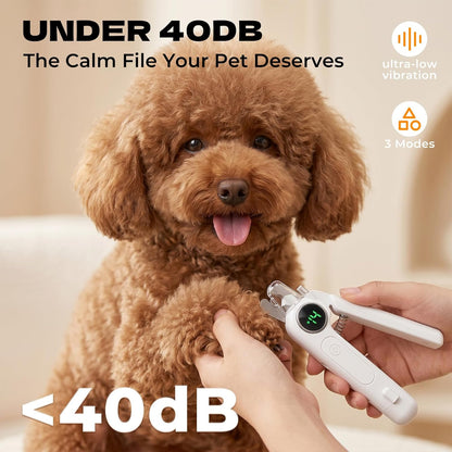 2-in-1 Pet Nail Clipper with LED Light and Digital Display – Upgraded Cat and Dog Nail Grinder with Safety Guard, USB Charging, Splash-Proof, Low-Noise, Pain-Free Nail Trimmer (White)