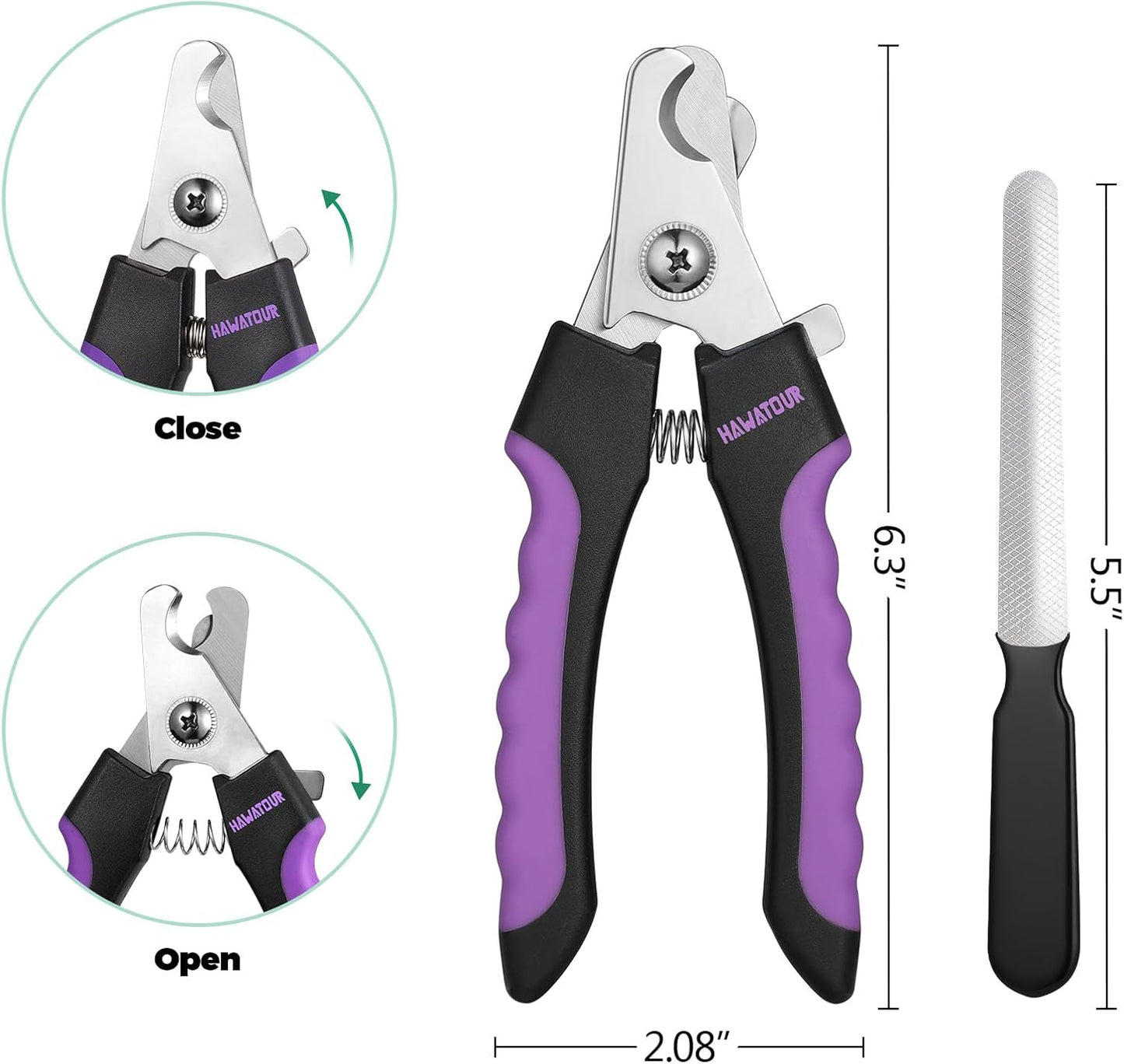HAWATOUR Dog Nail Clippers, Classic Dog Nail Trimmers with Safety Guard to Avoid Over Cutting, Razor Sharp Blade with Nail File for Pets Large Dogs, Red