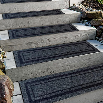 Aucuda 8.5" x 30" Outdoor Stair Treads for Dogs on Wooden Steps Spring, Non Slip Stair Runner Rug Heat Insulation Rubber Backing, Frame Staircase Mat Carpet for Indoor Grip Farmhouse. (6pcs)