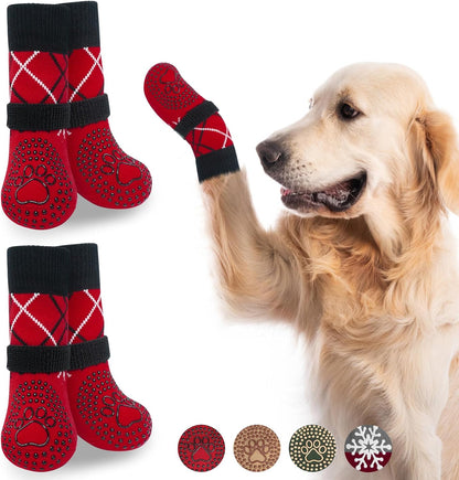 BEAUTYZOO Dog Socks to Prevent Licking Paws -Dog Shoes for Hot Pavement & Hardwood Floors Anti Slip, Traction Control Boots & Paw Protectors with Double Side Grips for Small Medium Large Senior Dogs