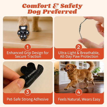 Dog Paw Protectors, Anti Slip Paw Pads for Dogs - Traction Grips for Senior Dogs & Puppies on Hardwood Floors, Paw Stickers for Dog Feet with Secure Grip 6 Sets (24 Pcs) M
