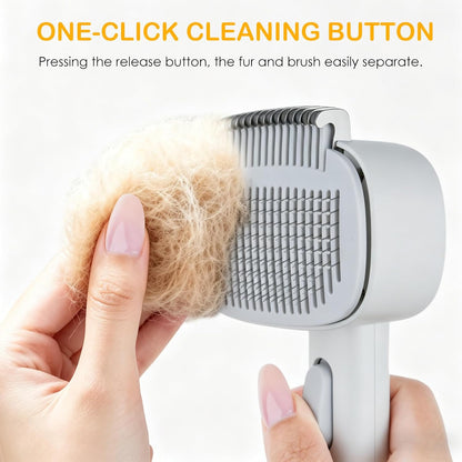 2-IN-1 Pet Self-Deshedding and Grooming Brush, Dogs and Cats Brush with Undercoat Rake & Adjustable Bristle Length Comb, One-Click Hair Removal for Matted Fur Tangles Removal Long and Short Hair Pets