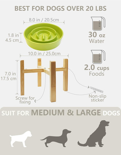 Ceramic Slow Feeder Dog Bowls, 2.0 Cups Slow Feeder for Medium Dogs, Puzzle Maze Bowl to Slow Down Eating, 30oz, 8in, White