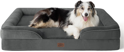 Bedsure Orthopedic Dog Bed Medium Size Dogs - Washable Small Medium Dog Cat Bed Waterproof, Comfort Cats Couch Sofa with Washable Removable Cover, Pets Bed with Nonskid Bottom, Grey, 28"