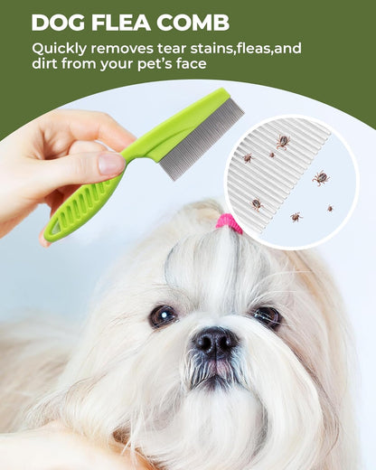 Dog Brush for Shedding,7 PCS Pet Grooming Brush Kit to De-fur & Hair Slicker Deshedding Brushes with Undercoat Rake Comb Bath Brush&Nail Clipper for Grooming Short Long Haired Dogs Cats Blue