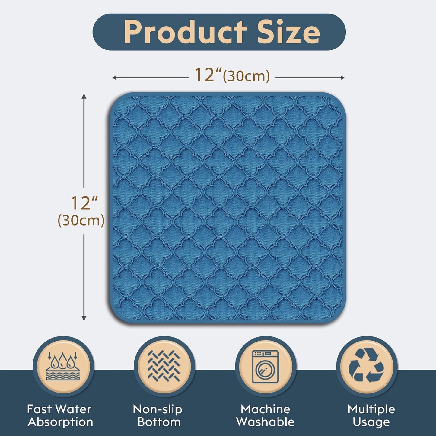 FunFurry Washable Pee Pads for Dogs - 4 Pack Reusable Pee Pads，Waterproof Puppy Pads，Pet Training Pads，Super Absorbent with Dog Paw Shape Non-Slip Backing (Cream, 18" X 24" - 4 Pack)