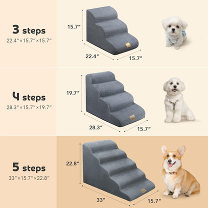 Mestuel 2-Tiers Extended Dog Stairs Steps for Couch Sofa, Dog Stairs for Small Dogs, Pet Stairs Ramp Ladder Friendly to Small Old Joint Injury Dogs Cats,Non-Slip & Washable,Blue