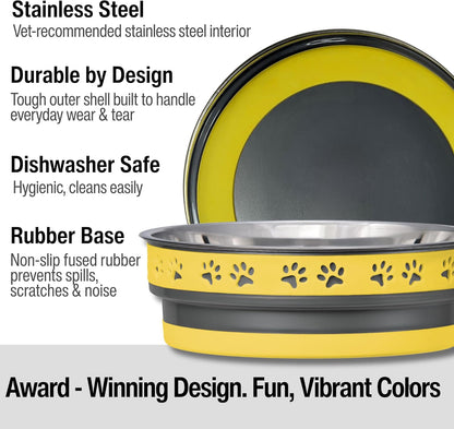 Loving Pets Corsa Dog Bowls- Stainless Steel Dog & Cat Bowls - Spill Proof Dog Food Bowl, Cat Bowl, Puppy Essentials & Pet Supplies Great for Home & Travel (Small 10-20 lbs, Rapid Blue)