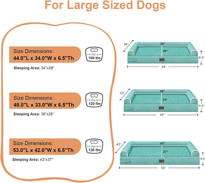 Large Dog Bed Orthopedic Washable: Beds Bolster XL Bed Large Big Dogs Memory Foam Couch Sofa Waterproof with Removable Cover