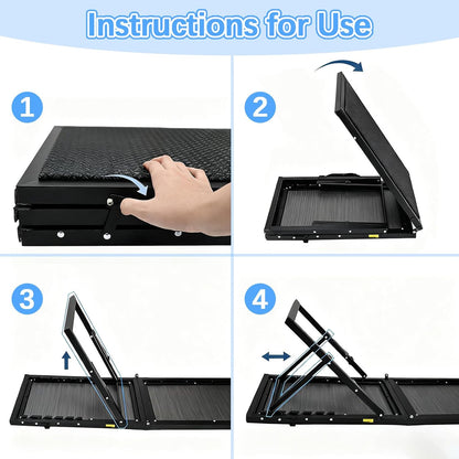 Dog Ramp for Car,33.2"x 12.8" Dog Stairs for Large Dogs with Anti-Slip Surface,Large Folding Pet Stairs for SUV,Truck with Adjustable Height,Outdoor Portable Wide Dog Steps up to 88LBS