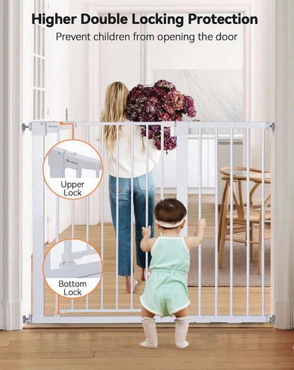 COMOMY 36" Extra Tall Baby Gate for Stairs and Doorways - Fits 29.5" to 48.8" Wide Openings, Auto Close Extra Wide Dog Gate for House, Pressure Mounted Easy Walk Through Pet With Door, Black