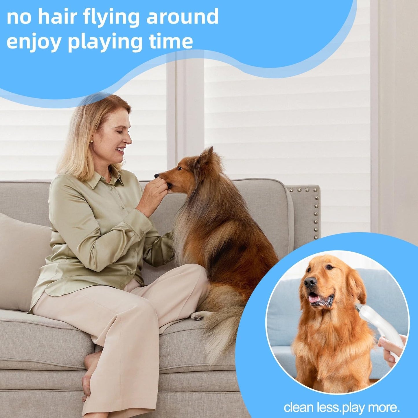 Undercoat Rake for Dogs & Cats, Dematting Deshedding Brush with Release Button, Professional Grooming Comb for Long-Haired Pets, Shedding Tool Removes Matted Fur & Loose Hair