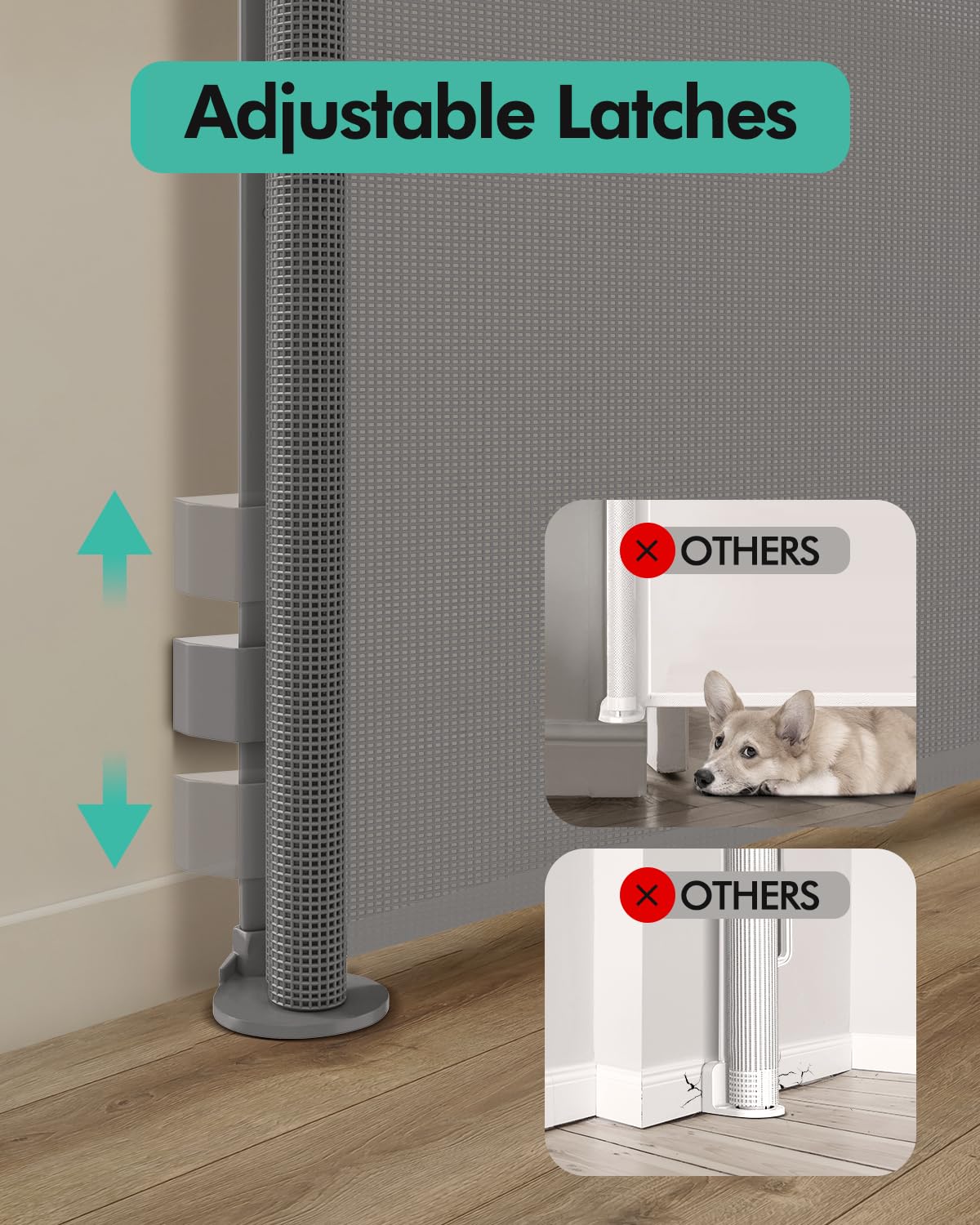 Retractable Baby Gates, Mesh Dog Gate for Doorways, 33.6" Tall, Expands to 55" Wide,Pet Safety Essential Fit for Baseboards, Wide Toddlers Gates for Hallways, Indoor & Outdoor,Gray