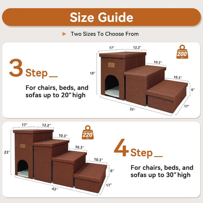 Zerbuger Wider Dog Ramp for High Bed with Storage 18" H, Foldable Dog Stairs for Small Medium Large Older Senior Animal, Sturdy Dog Step for Climbing Bed or Couch, Arthritis-Friendly (Gray, No Condo)