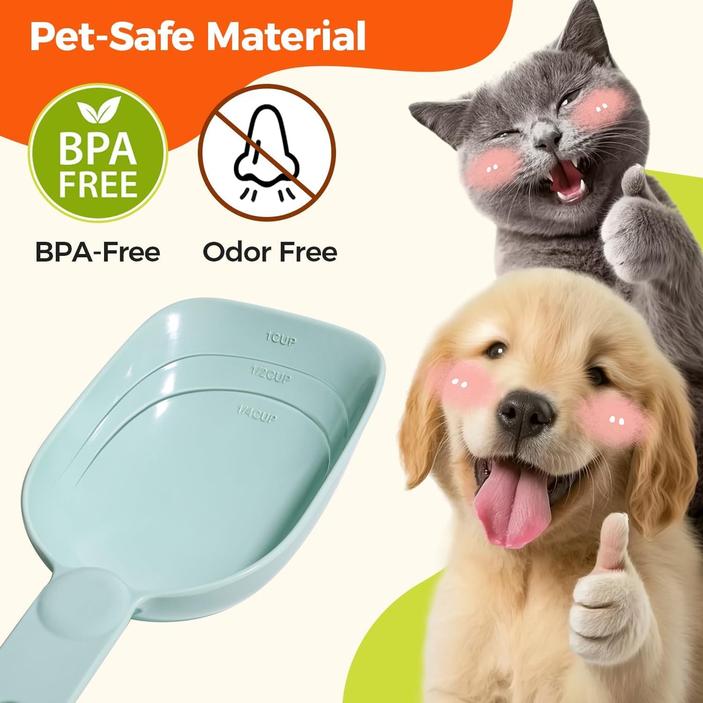 Dog Food Scoop 1 Cup, One Cup Measuring Cup, Food-Grade Melamine Pet Food Scoop, Durable 1 Cup Scoop with Precise Markings, BPA-Free & Dishwasher Safe (White, 8oz)