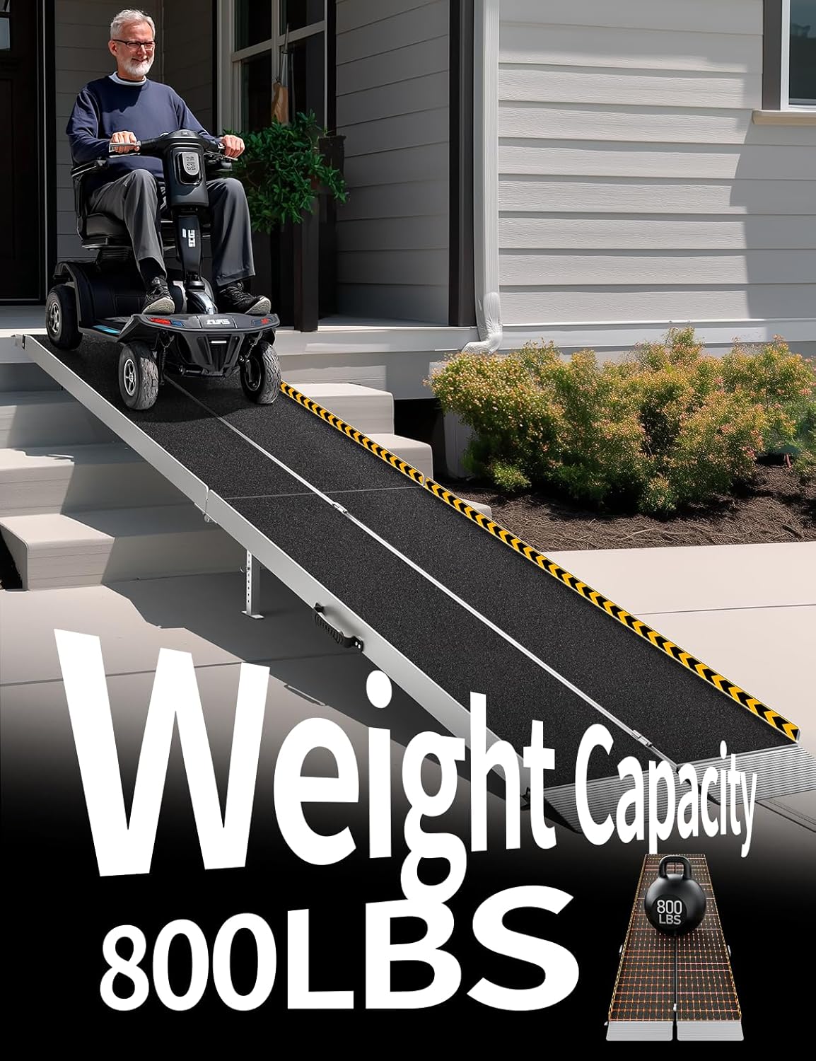 FACHNUO 2 Feet Portable Wheelchair Ramp, Non-Skid Aluminum Handicap Ramps with Handle, Folding Threshold Wheel Chair Ramp for Home Steps, Stairs, Entry, Doorways, Applicable Height 2-6 inches