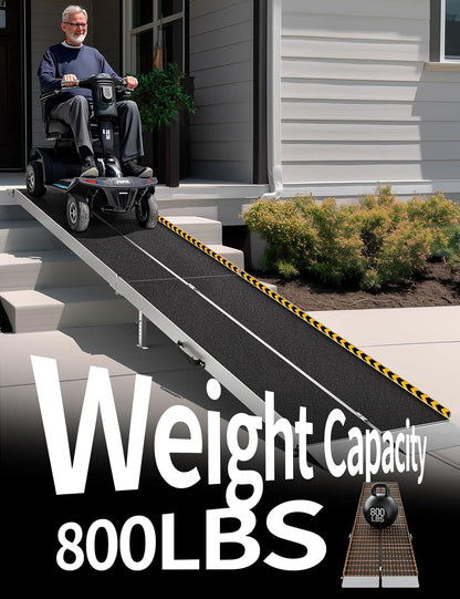 FACHNUO 2 Feet Portable Wheelchair Ramp, Non-Skid Aluminum Handicap Ramps with Handle, Folding Threshold Wheel Chair Ramp for Home Steps, Stairs, Entry, Doorways, Applicable Height 2-6 inches
