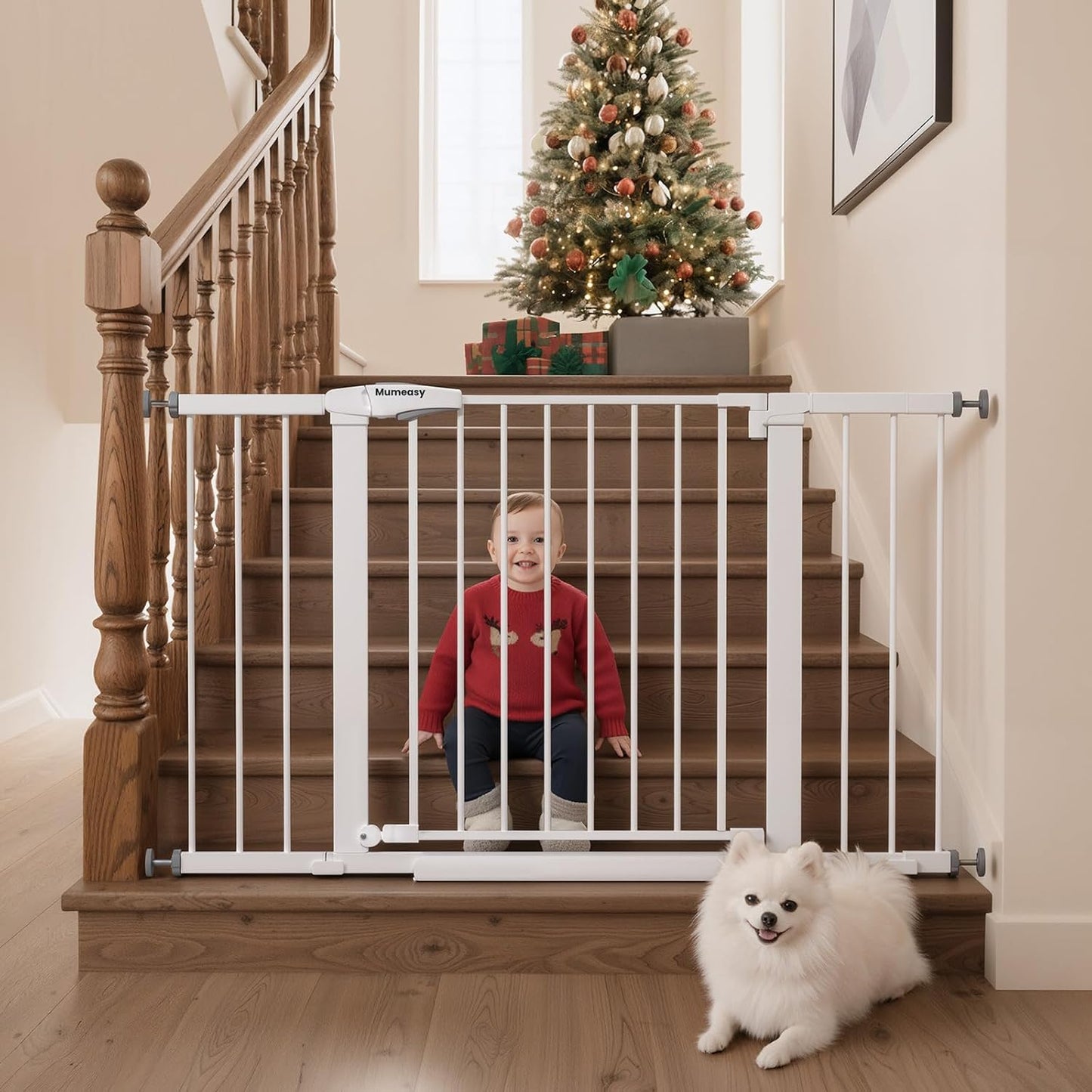 Mumeasy 36" High Extra Tall Dog Gate, 29.6"-40.5" Wide Pressure Mounted Tall Baby Gate for Dog, Auto Close Pet Gate with Door for Stairs,Doorways,House,Black