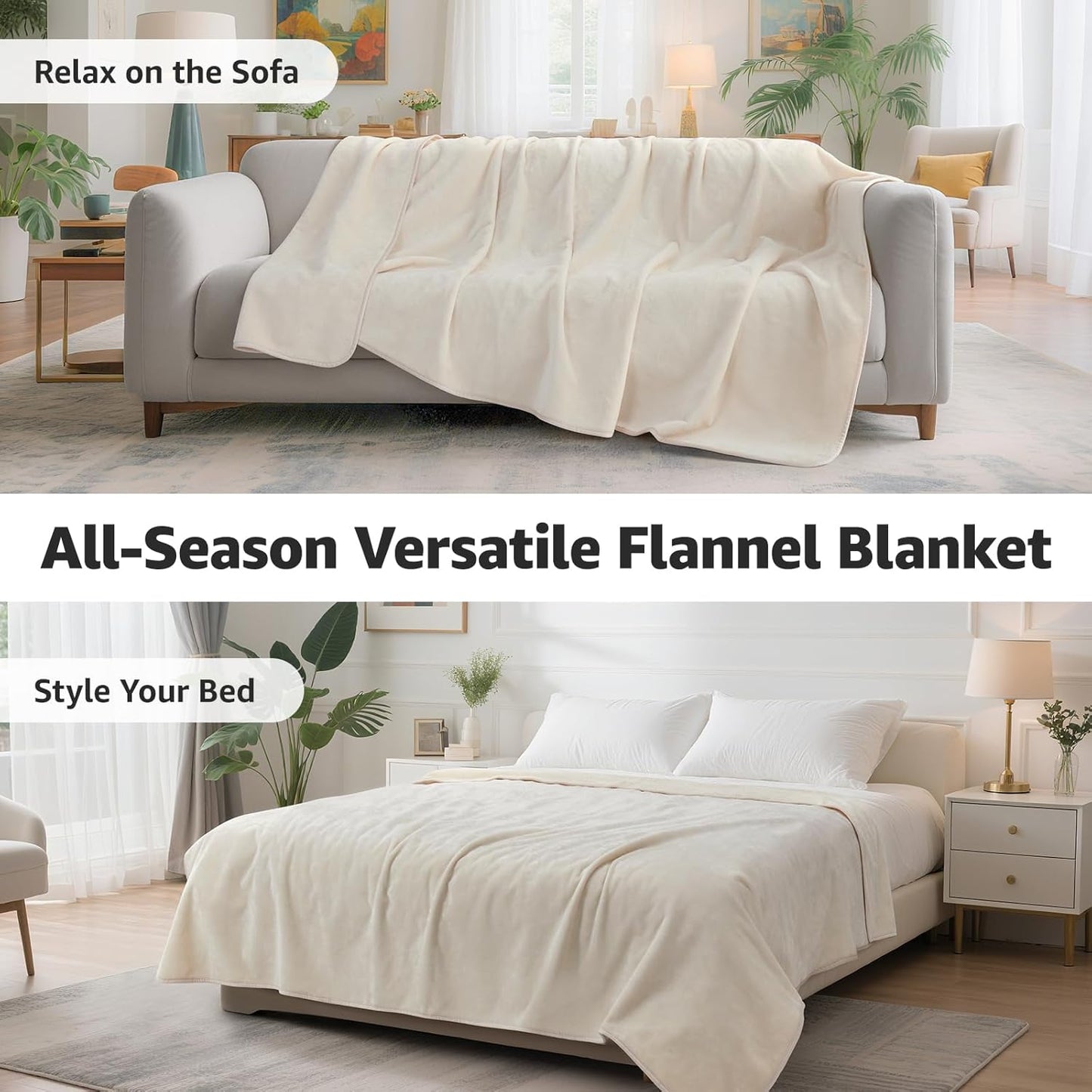 LOOBANI Waterproof Blanket for Bed: Reversible Soft Flannel Twin Bed Blanket 60" x 80", Leakproof Throw Spill-Proof Dog Pet Blanket for Couch Cover, Movie Time, Camping, Travel, Grey