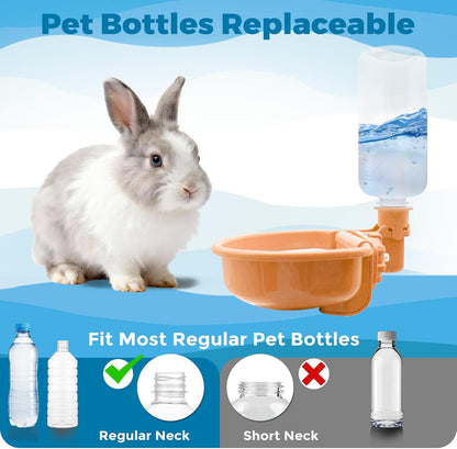 VANNON 16oz Pet Water Bottle, Gravity Dog Water Bowl Dispenser for Cage, Anti-Overflow Water Dispenser for Small Dogs, Cats, Rabbits and Other Small Animals, BPA Free, Grey