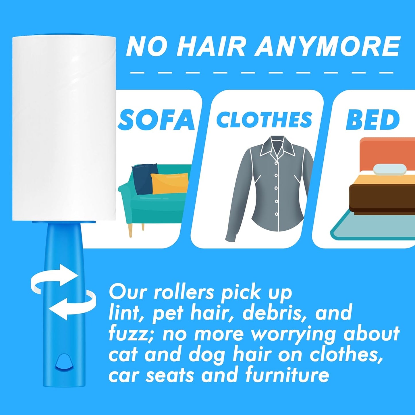 Lint Rollers for Pet Hair Extra Sticky, 800 Sheets Mega Value Set Lint Rollers for Pet Hair Removal, Dog and Cat Lint Remover for Clothes, Furniture, Carpet