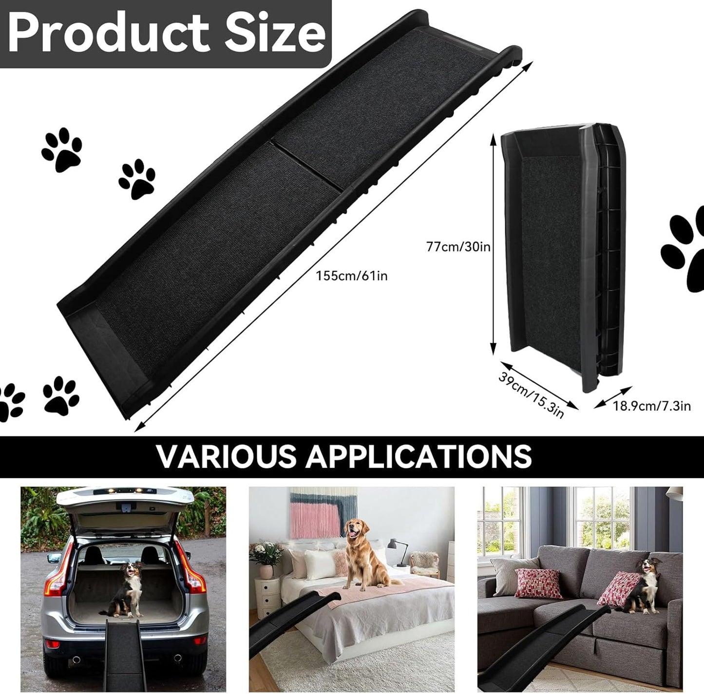 PawStep 50706 Non-Slip Carpet with Adhesive Backing for 50524 Pet Ramp (1-Set)