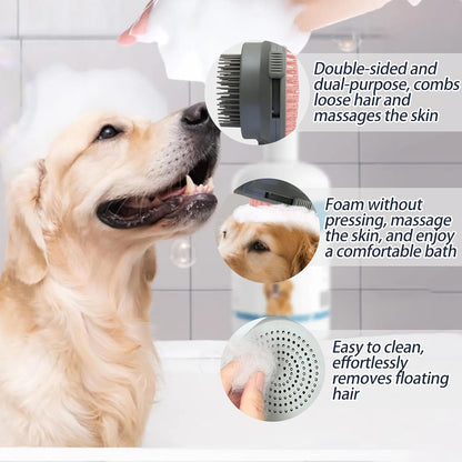 Pink Retractable Self-Cleaning Dog Bath Brush Double-Sided Dog Shedding Brush Long&Short&Massage Pin Cat Deshedding Brush Pet Grooming Tool for Dogs and Cats Remove Loose Hair Knots Tangles