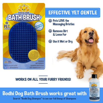 Bodhi Dog Shampoo Brush - Pet Grooming & Bath Supplies for Dogs and Cats - Bath Brush for Long & Short Hair - Premium Scrubber for Shower, Bathing & Massage (One Pack, Blue)