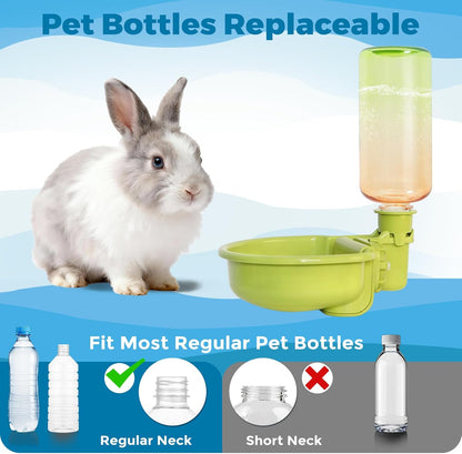 VANNON 16oz Pet Water Bottle, Gravity Dog Water Bowl Dispenser for Cage, Anti-Overflow Water Dispenser for Small Dogs, Cats, Rabbits and Other Small Animals, BPA Free, Grey