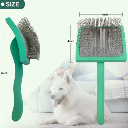 Slicker Ergonomic Wooden-Handle Long-Pin Brush for Poodles, Goldendoodles & Other Long-Haired Dogs (purple)