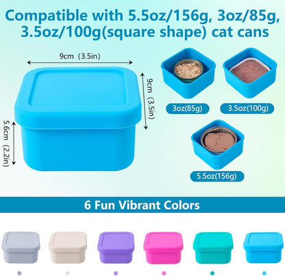 SLSON Cat Can Cover 5.5 oz Canned Food Storage Container, 2Pack Silicone Can Sealer with Airtight Lids Compatible with 5.5oz Friskies & 3.5oz Cesar Pet Cans for Fridge to Keep Fresh (Beige and Grey)