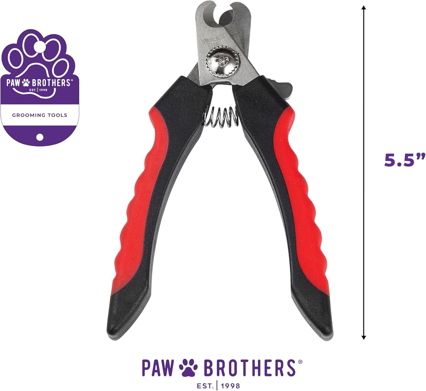 Ryan's Pet Supplies Paw Brothers Nail Clipper for Dogs and Cats, Pet Nail Clippers, Safe Grooming Tool, Professional Grade for Groomers, Stainless Steel Blades, Safety Guard, Small, 5 Inches