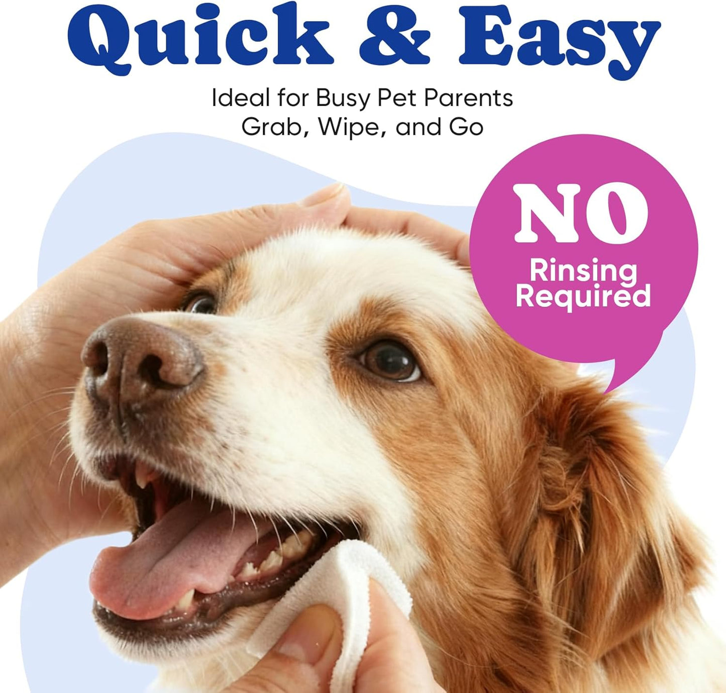 No-Rinse Dog Dental Care Wipes, Cat & Dog tooth brushing kit, Dog Wipes for Pet & Cat Teeth Cleaning, Dog toothbrush Finger Dental Wipes to Remove Plaque & Tartar, Disposable Dog Wipes - 50 Count