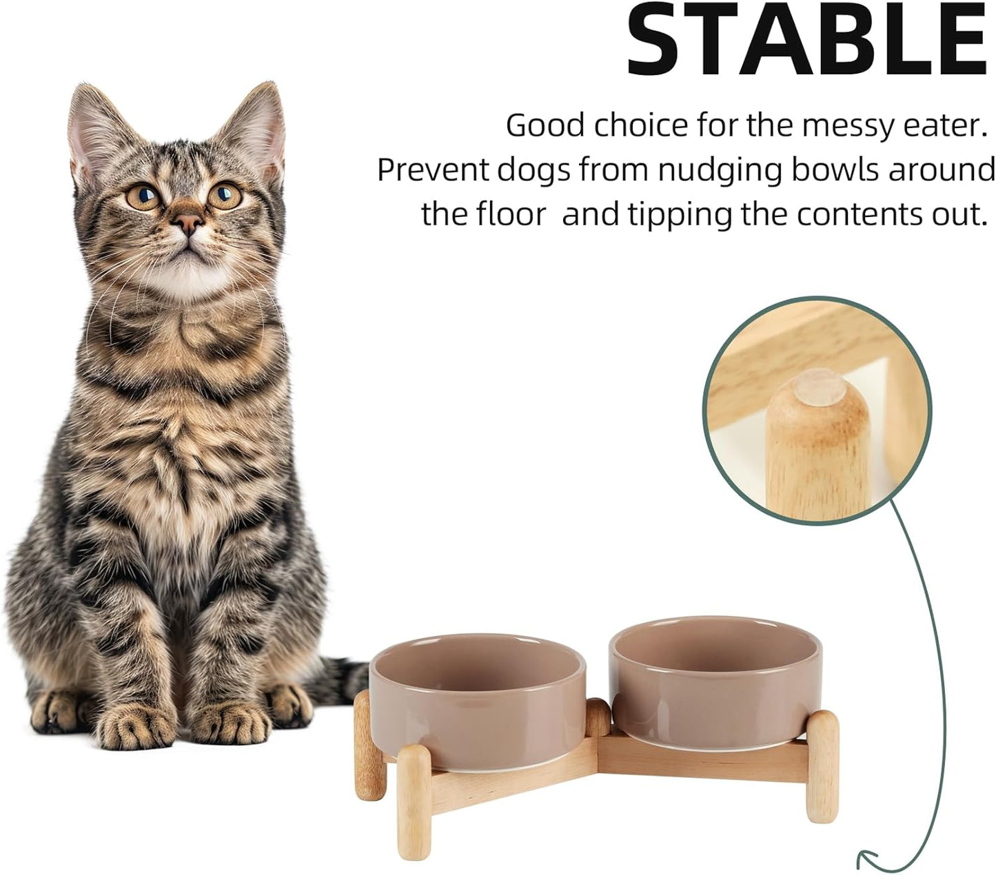 Havniva 8.3inch Ceramic Raised Dog Bowl with Stand, Elevated Dog Bowls for Large Breed Dog Food and Water Bowl Non-Slip Dog Dish Large Capacity Feeding Pet Water Bowl
