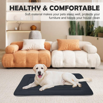Dog Bed Soft Dog Crate Bed Pad Mat, 42 in Non Slip Bottom Washable Beds for Large Dogs, Pet Bed Mattress Kennel Pad, Dark Gray
