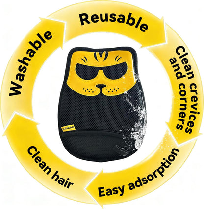 Electrostatic Pet Hair Removal Gloves: Quick Wiping - Reusable & Washable for Sofa Clothing Pet Beds Effortless Cats & Dogs Hair Remover for Busy Pet Owners (1pcs-Black)
