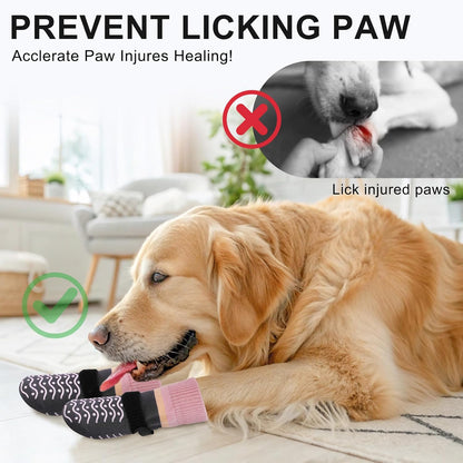 BEAUTYZOO Dog Socks to Prevent Licking Paws -Dog Shoes for Hot Pavement & Hardwood Floors Anti Slip, Traction Control Boots & Paw Protectors with Double Side Grips for Small Medium Large Senior Dogs