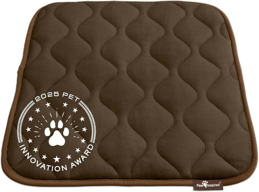Paw Inspired Washable Padded Crate Mats for Dogs | 29” x 18” Pad, Fits 30-inch Kennels | Leakproof, Waterproof Bottom, Plush Pet Beds (Gray)