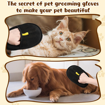 Pet Hair Removal Glove,Electrostatic Efficient Grooming Gloves for Pet Hair,Cat Grooming Gloves,Upgraded Animal Fur Removal Tool,Reusable Cat & Dog Hair Remover for Couch,Carpet,Curtain-2pcs