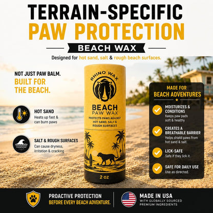 Rhino Wax - Dog Paw Protector for Hot Pavement - Use Street Wax Before Taking Dogs on Asphalt - Balm Protects from Warm Surfaces Rocks Road Debris - Great for Dogs who Hate Dog Shoes for Hot Pavement
