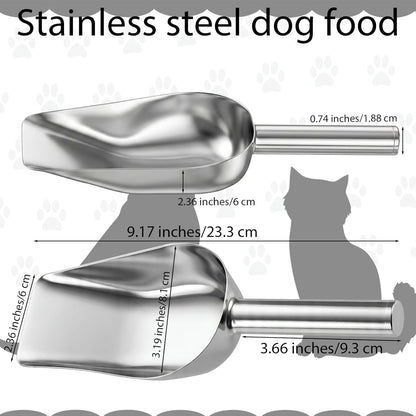 1 Cup Dog Food Scoop Stainless Steel Pet Food Scoop with Long Handle Thickened Precision Scale Cat Scoops Easy to Clean for Wet Dry Foods And Kitchen Use Dishwasher Safe