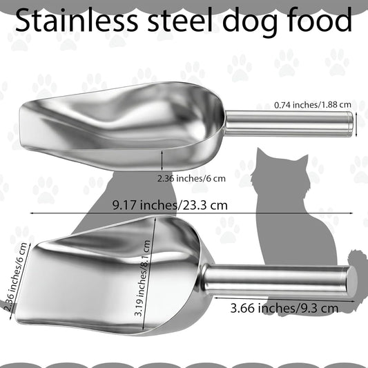 1 Cup Dog Food Scoop Stainless Steel Pet Food Scoop with Long Handle Thickened Precision Scale Cat Scoops Easy to Clean for Wet Dry Foods And Kitchen Use Dishwasher Safe