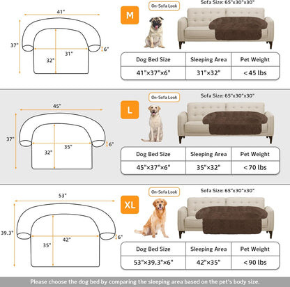 Calming Dog Bed Fluffy Plush Dog Mat for Furniture Protector with Removable Washable Cover for Large Medium Small Dogs and Cats (Large, Light Grey)